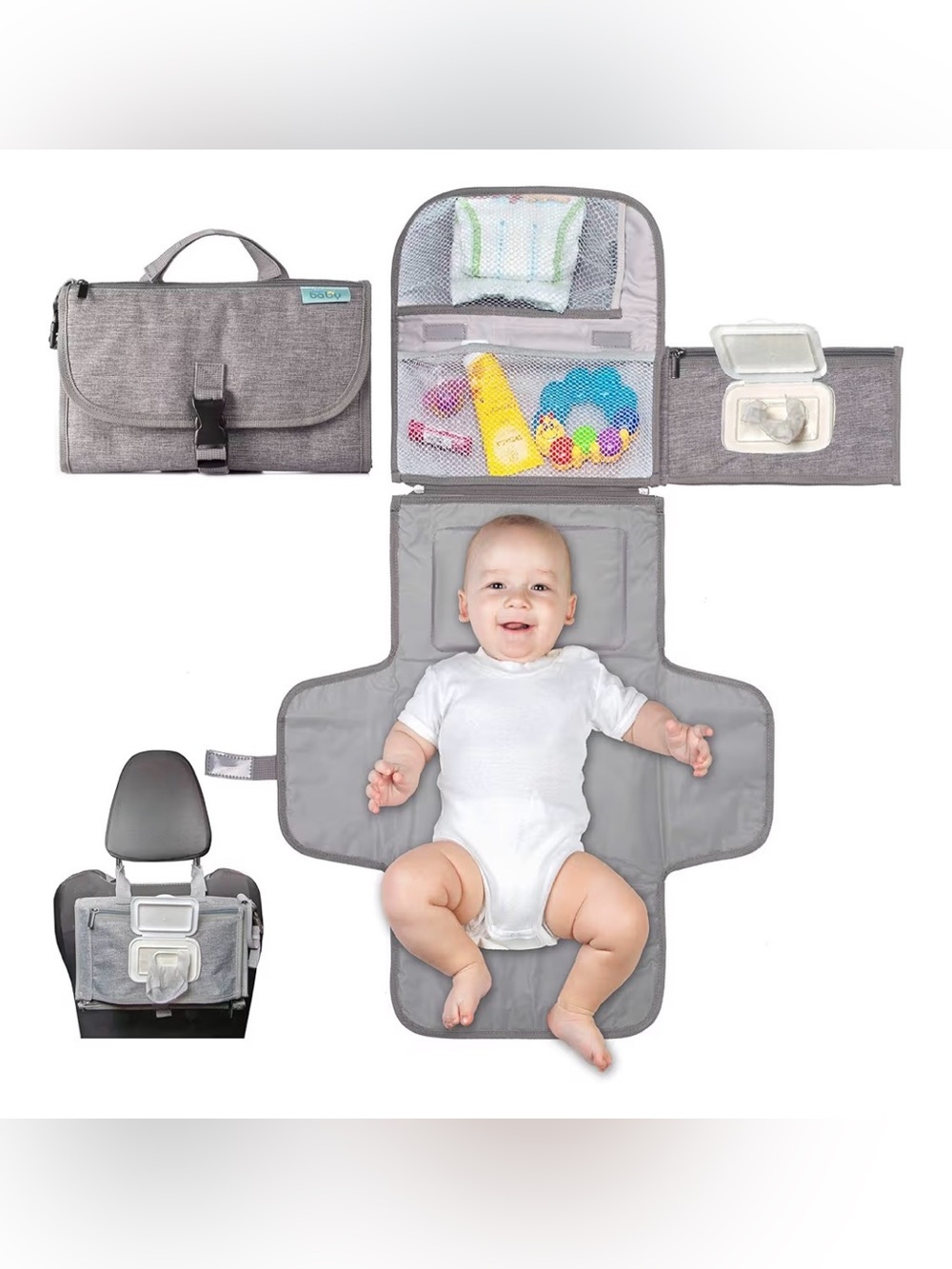 Kopi Baby Gray Portable Diaper Changing Pad